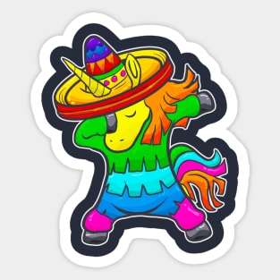 Cinco de Mayo Dabbing Pinata Unicorn Mexican Mexico Sticker